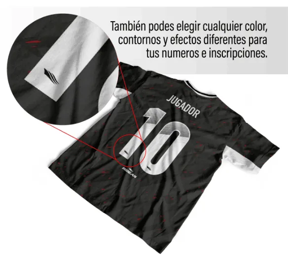 Detalle ampliado del escudo Ribean bajo el número 10 de una camiseta